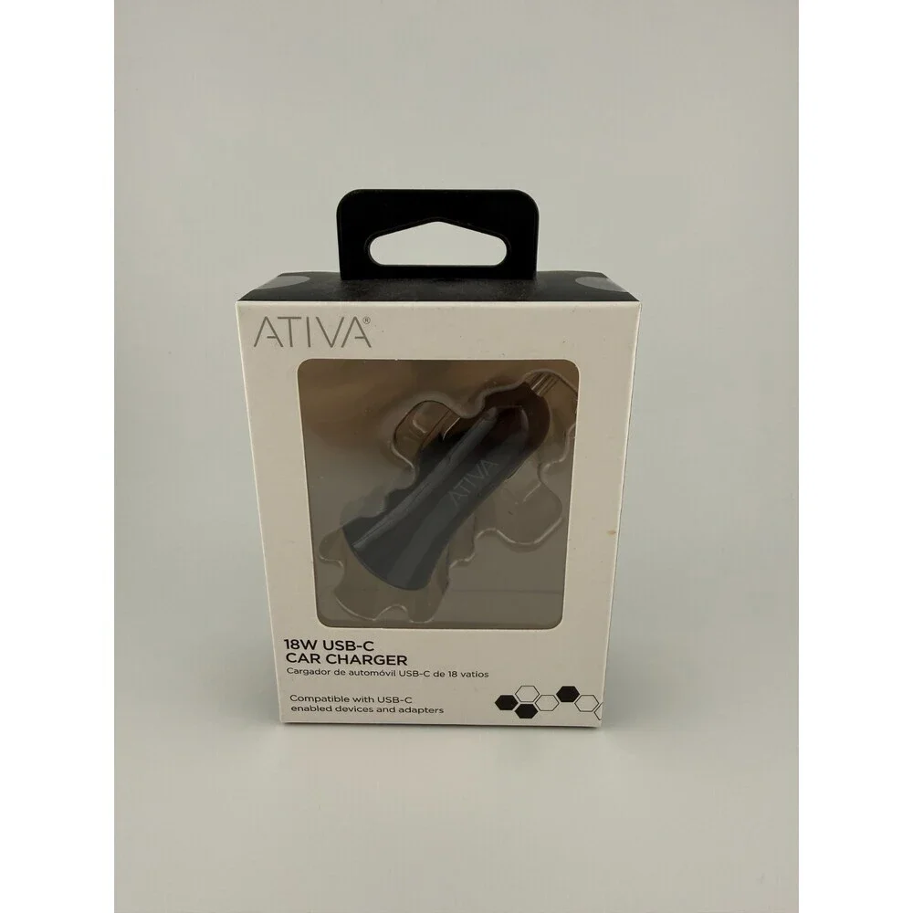 NEW Ativa 45867 Black 12V b18W USB-C Car Charger Fast Charging Adapter Universal